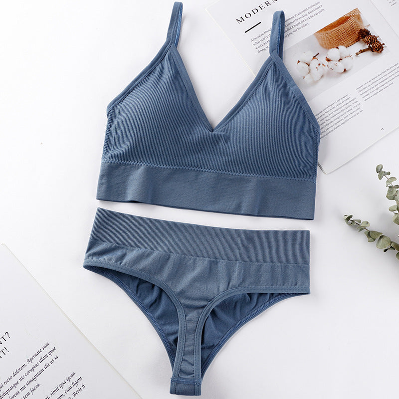 Women Panties Set Sexy G-String Seamless Active Thong Set Fitness Crop Top Underwear - Leverage On Heroes Women Store
