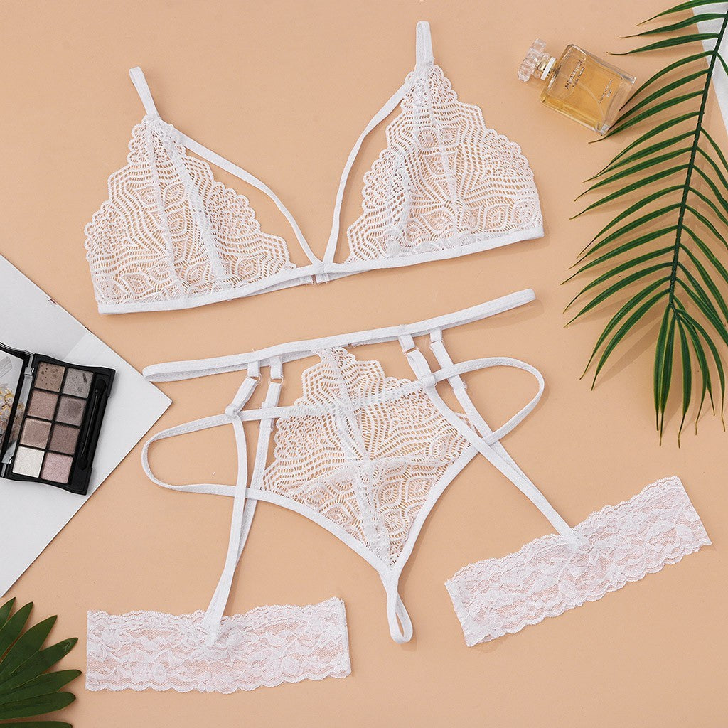 Sexy Lingerie Three-point Bikini Sexy Lace Pajamas Set - Leverage On Heroes Women Store