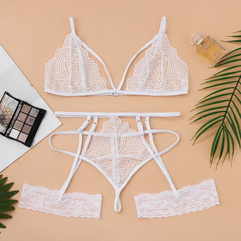 Sexy Lingerie Three-point Bikini Sexy Lace Pajamas Set - Leverage On Heroes Women Store