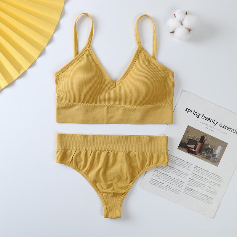 Women Panties Set Sexy G-String Seamless Active Thong Set Fitness Crop Top Underwear - Leverage On Heroes Women Store