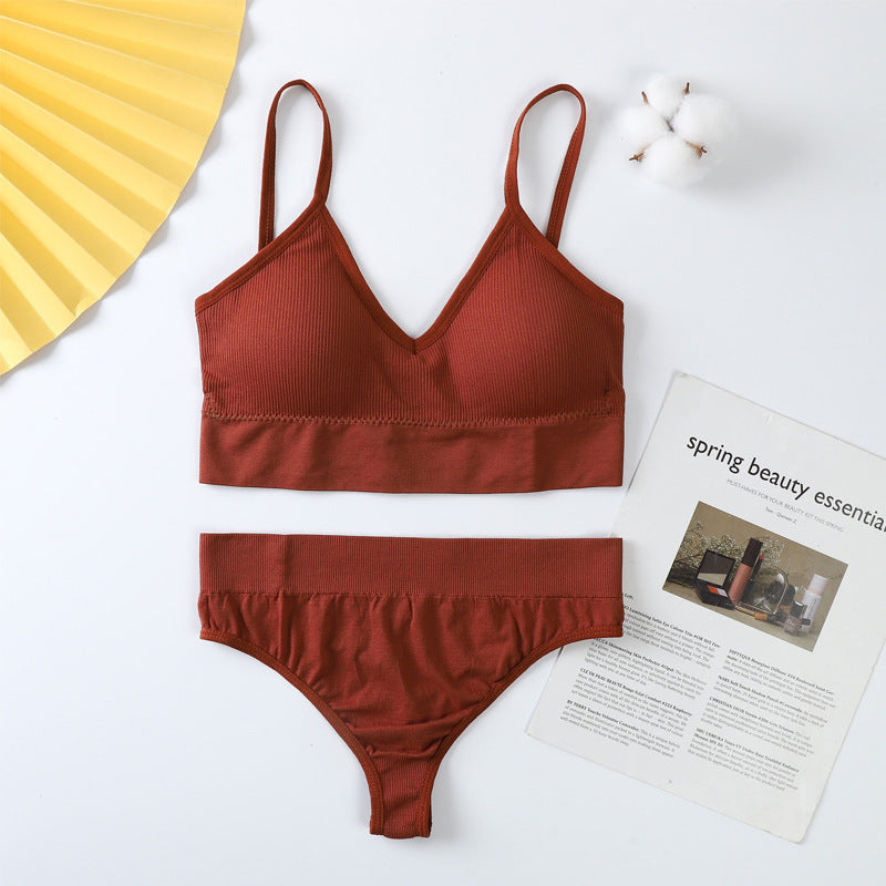 Women Panties Set Sexy G-String Seamless Active Thong Set Fitness Crop Top Underwear - Leverage On Heroes Women Store