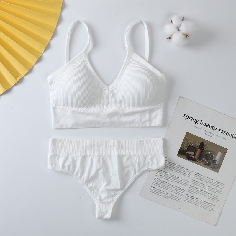Women Panties Set Sexy G-String Seamless Active Thong Set Fitness Crop Top Underwear - Leverage On Heroes Women Store