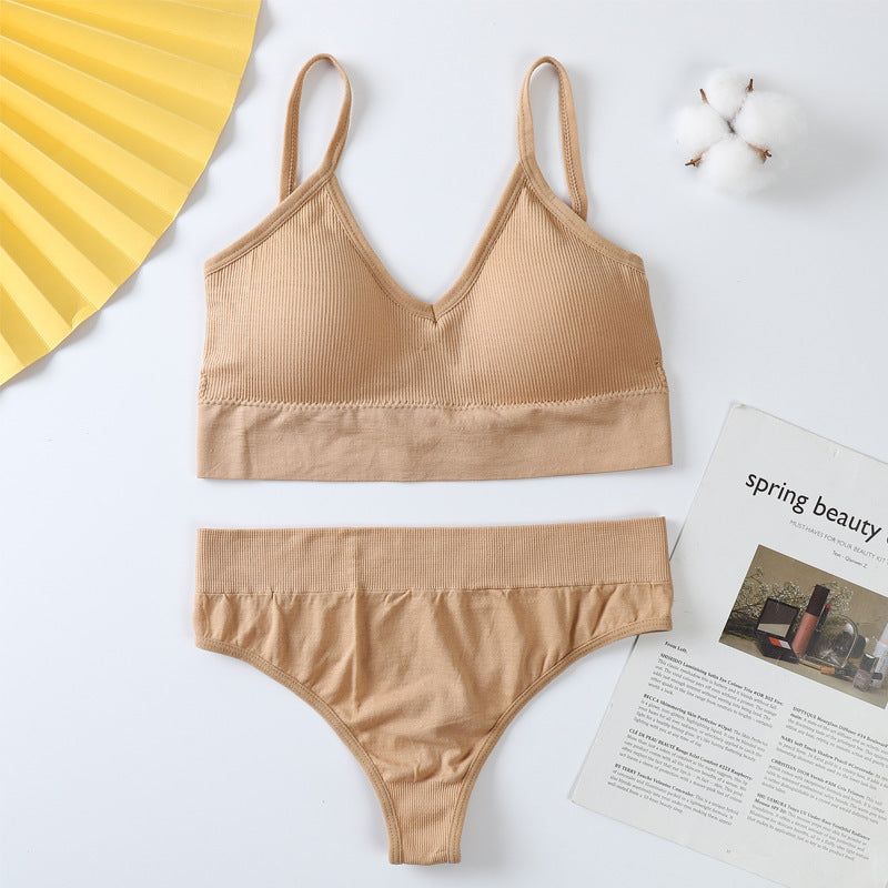 Women Panties Set Sexy G-String Seamless Active Thong Set Fitness Crop Top Underwear - Leverage On Heroes Women Store