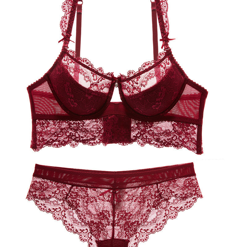 Sexy Mousse Women Sexy Bra Set Ultra-thin Red Black Lace Bras Underwear Push up Bra and underwear - Leverage On Heroes Women Store
