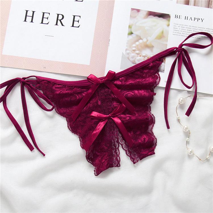 Lace-up thong lace lace-up panties - Leverage On Heroes Women Store