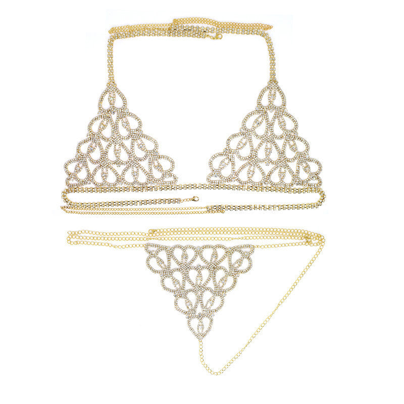 Rhinestone Claw Chain Body Chain Set Sexy Panty Set Show - Leverage On Heroes Women Store