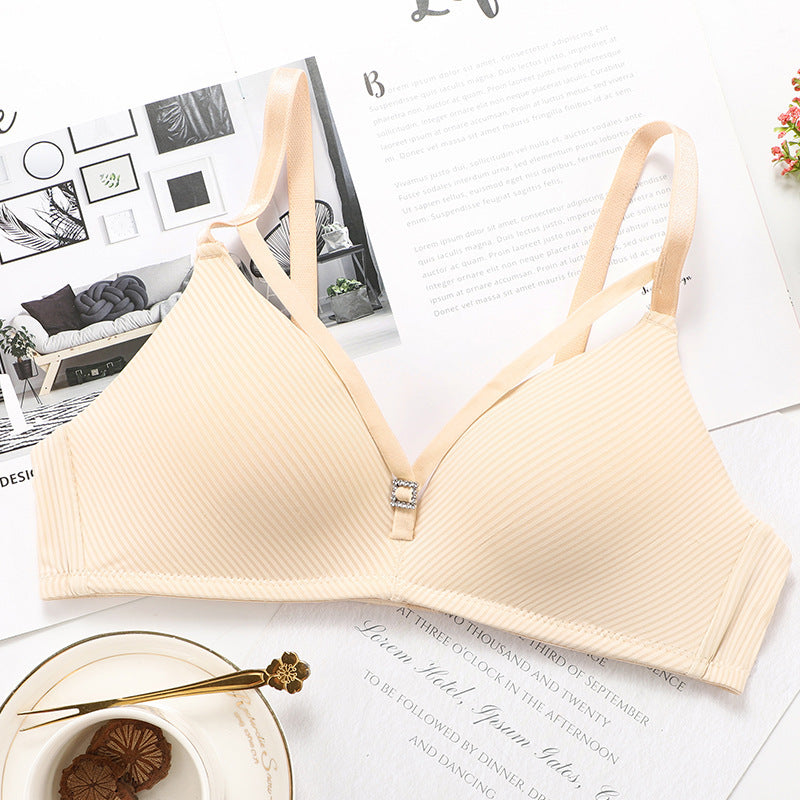 Girls seamless, comfortable, ultra-thin, gathered triangle cup no steel ring bra - Leverage On Heroes Women Store