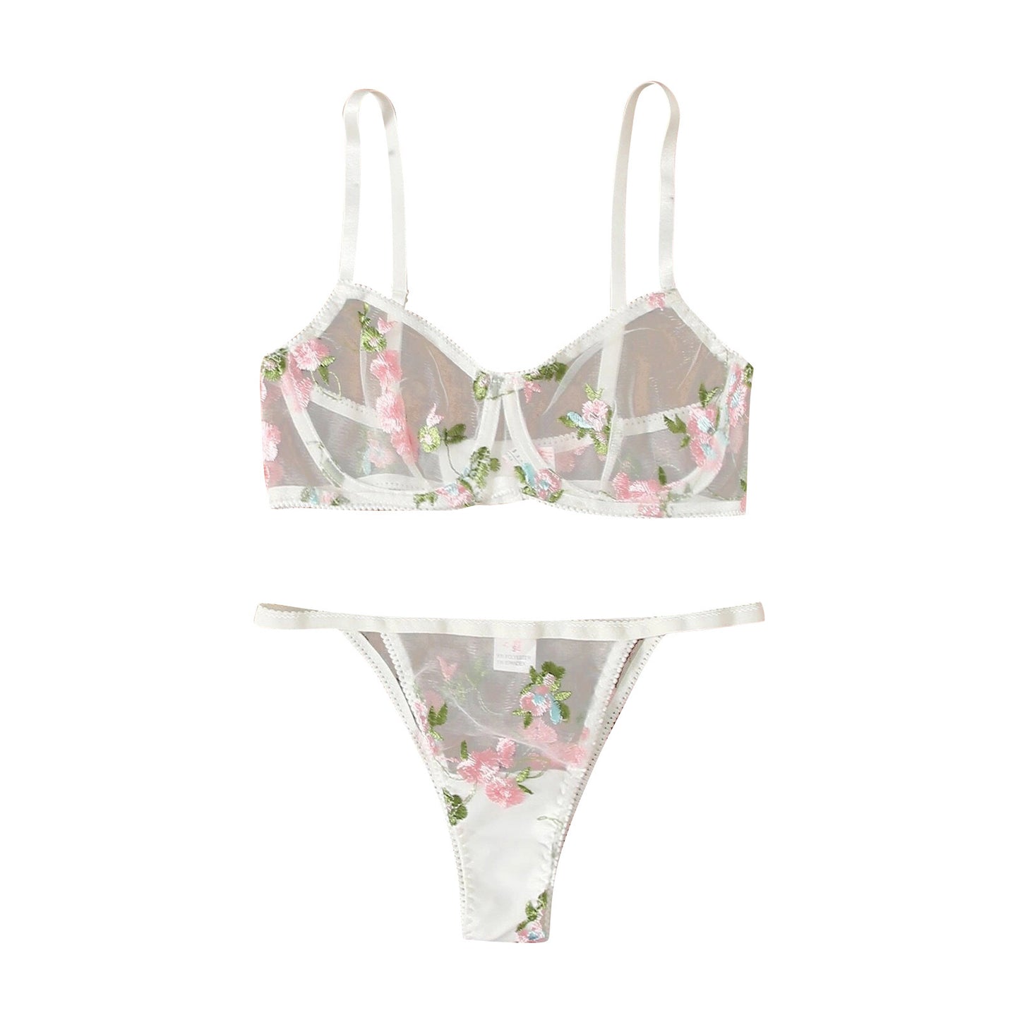 Three-point Mesh See-through Push Up Bras Embroidered Underwear Suit - Leverage On Heroes Women Store