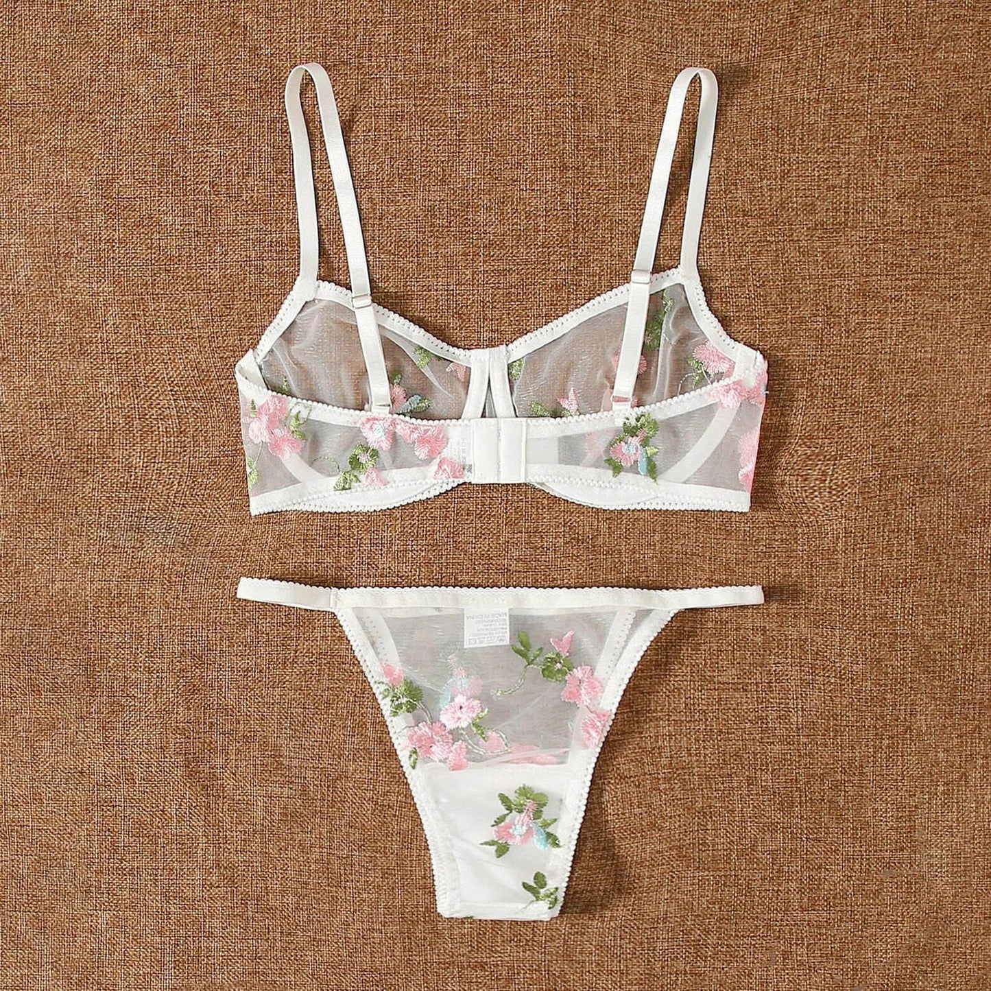 Three-point Mesh See-through Push Up Bras Embroidered Underwear Suit - Leverage On Heroes Women Store