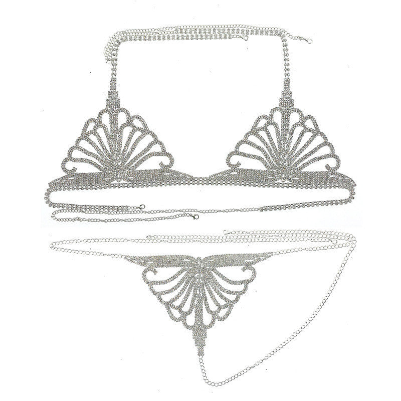 Rhinestone Claw Chain Body Chain Set Sexy Panty Set Show - Leverage On Heroes Women Store