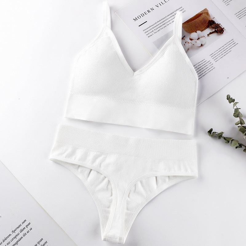Women Panties Set Sexy G-String Seamless Active Thong Set Fitness Crop Top Underwear - Leverage On Heroes Women Store