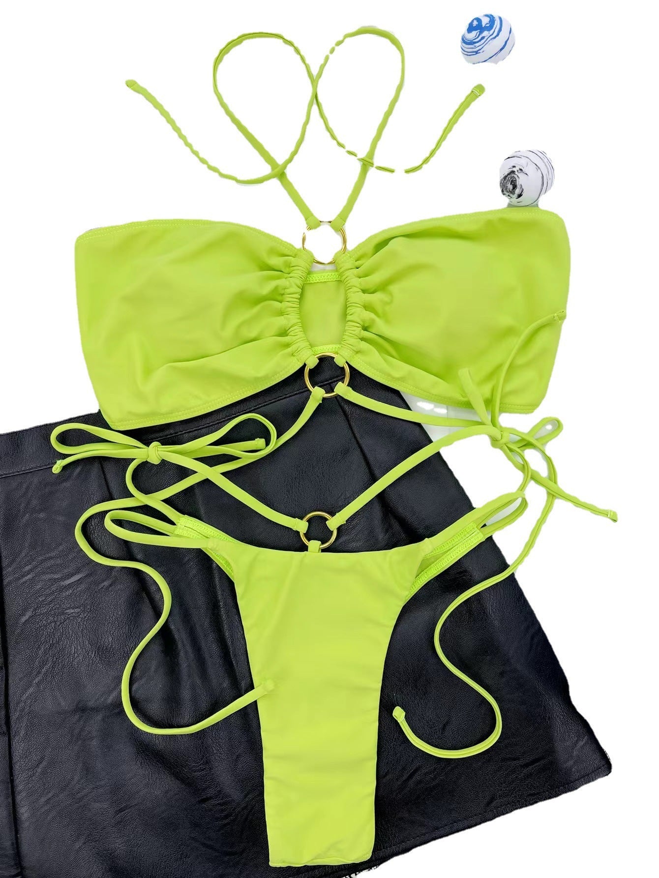 Women's Split Bikini Lace-up Triangle Swimsuit - Leverage On Heroes Women Store
