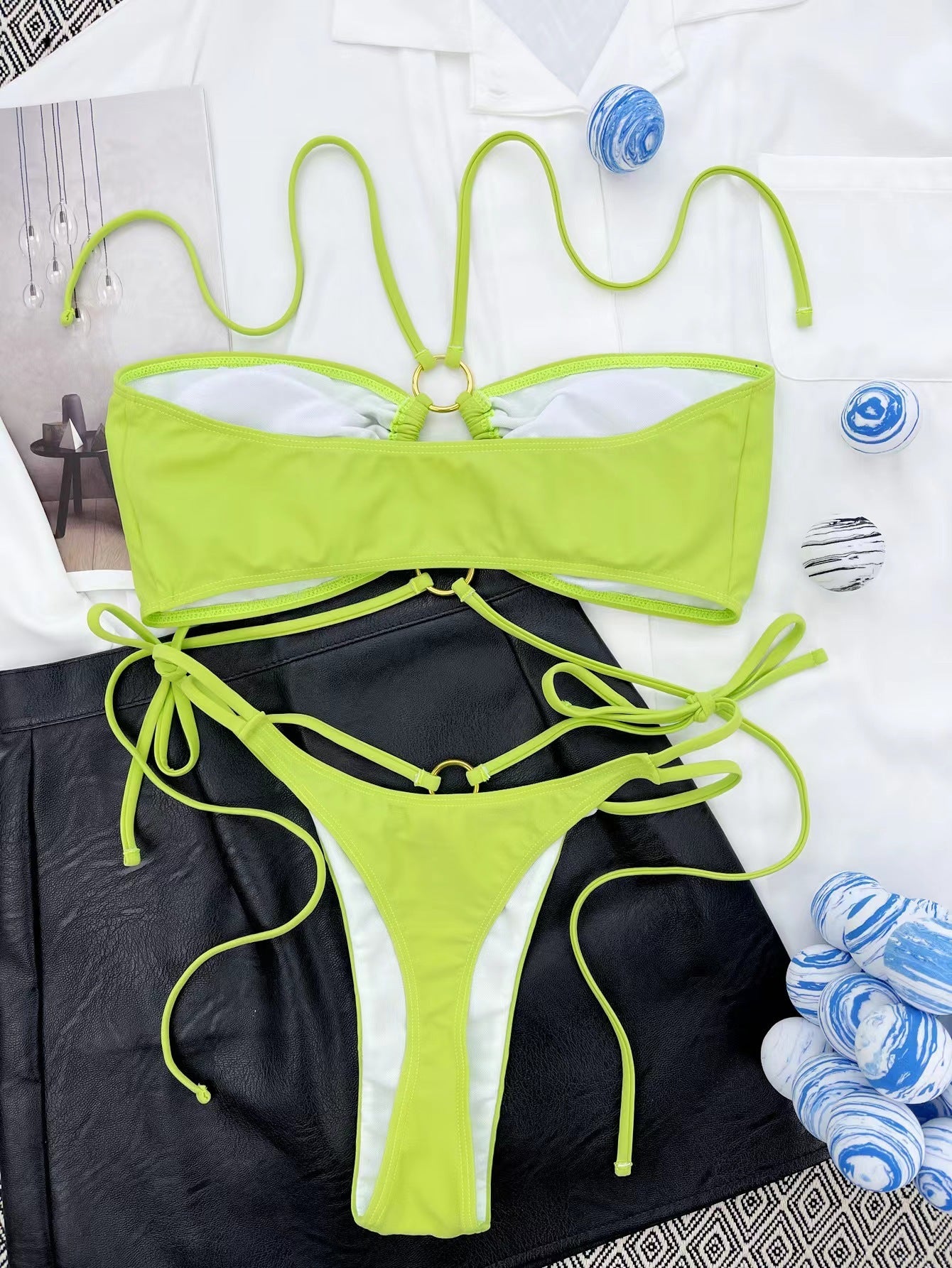 Women's Split Bikini Lace-up Triangle Swimsuit - Leverage On Heroes Women Store