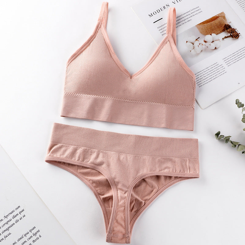 Women Panties Set Sexy G-String Seamless Active Thong Set Fitness Crop Top Underwear - Leverage On Heroes Women Store