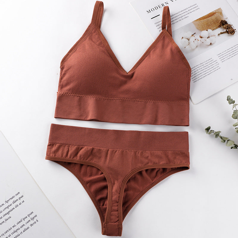 Women Panties Set Sexy G-String Seamless Active Thong Set Fitness Crop Top Underwear - Leverage On Heroes Women Store