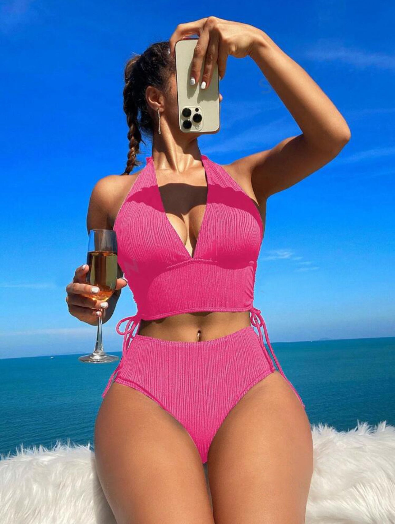 Women's Fashion Statement Lace Up Halter Bikini - Leverage On Heroes Women Store