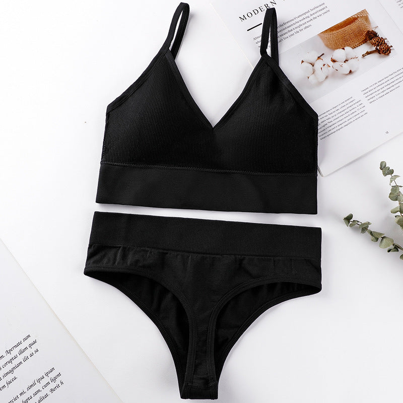 Women Panties Set Sexy G-String Seamless Active Thong Set Fitness Crop Top Underwear - Leverage On Heroes Women Store