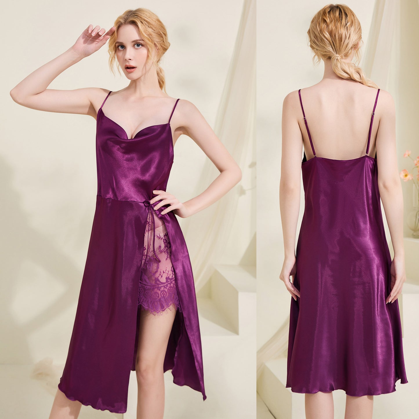 Cami Pajama Dress Women V-neck Sleepwear Ladies Loungewear - Leverage On Heroes Women Store