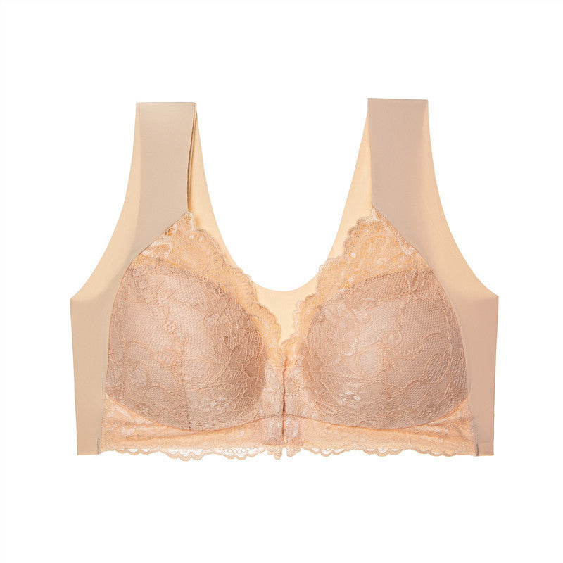 Front Closure Underwired Seamless Beautiful Back Bra Sexy Lace Comfortable Push Up Underwear - Leverage On Heroes Women Store