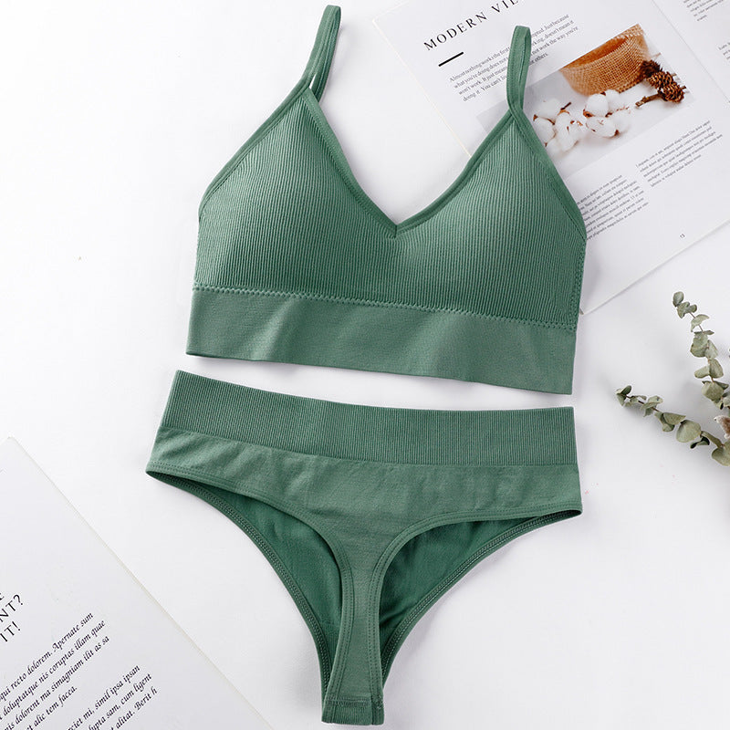 Women Panties Set Sexy G-String Seamless Active Thong Set Fitness Crop Top Underwear - Leverage On Heroes Women Store