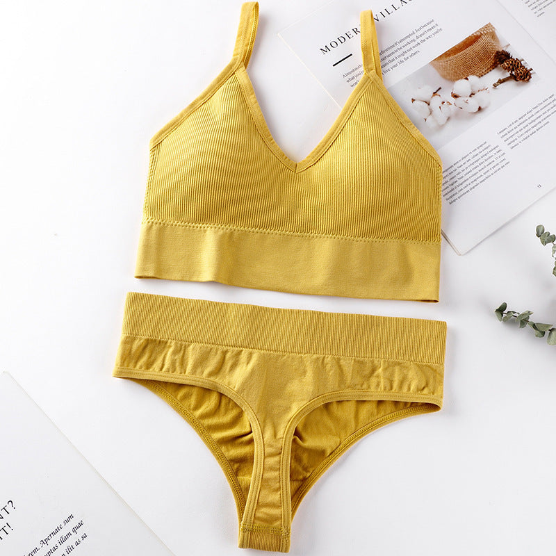 Women Panties Set Sexy G-String Seamless Active Thong Set Fitness Crop Top Underwear - Leverage On Heroes Women Store