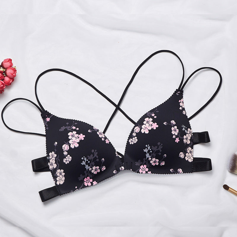 Printed Front Button, Beautiful Back, Adjustable Small Chest, Gathered Bra, One-Piece Seamless Underwear, Female Push-Up - Leverage On Heroes Women Store