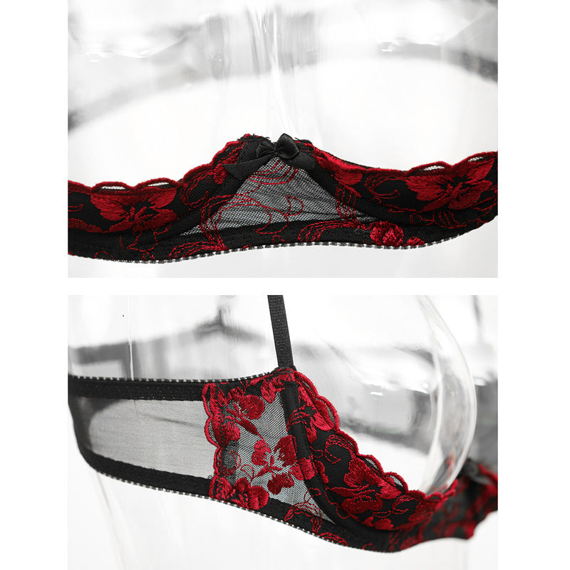 Embroidered Rose Pattern Low Waist Panty Set - Leverage On Heroes Women Store