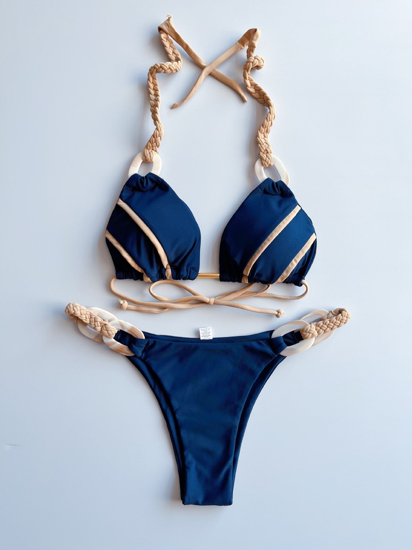 New Solid Color Lace-up Bikini Swimsuit - Leverage On Heroes Women Store