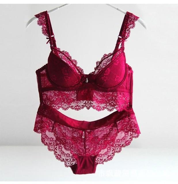 Sexy Mousse Women Sexy Bra Set Ultra-thin Red Black Lace Bras Underwear Push up Bra and underwear - Leverage On Heroes Women Store