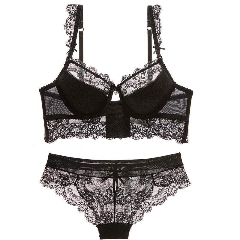Sexy Mousse Women Sexy Bra Set Ultra-thin Red Black Lace Bras Underwear Push up Bra and underwear - Leverage On Heroes Women Store