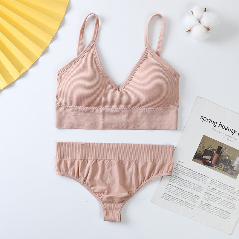 Women Panties Set Sexy G-String Seamless Active Thong Set Fitness Crop Top Underwear - Leverage On Heroes Women Store