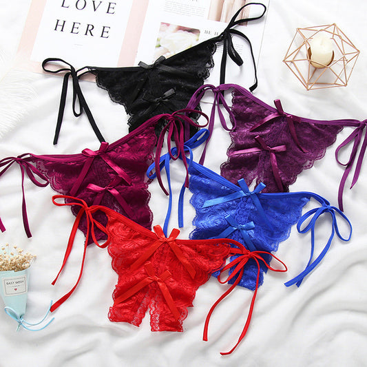 Lace-up thong lace lace-up panties - Leverage On Heroes Women Store