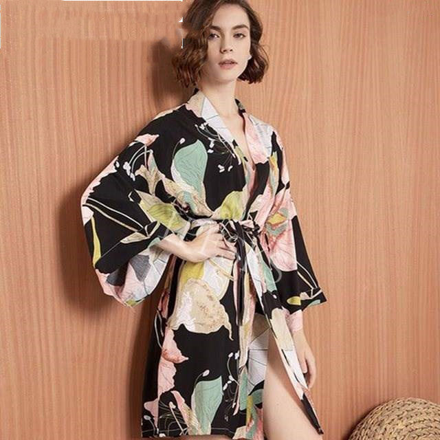 New Spring Thin Cotton-Silk Sleepwear Robe for Women