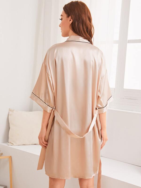 Simulated Silk Robe – Elegant Women’s Loungewear Sleepwear