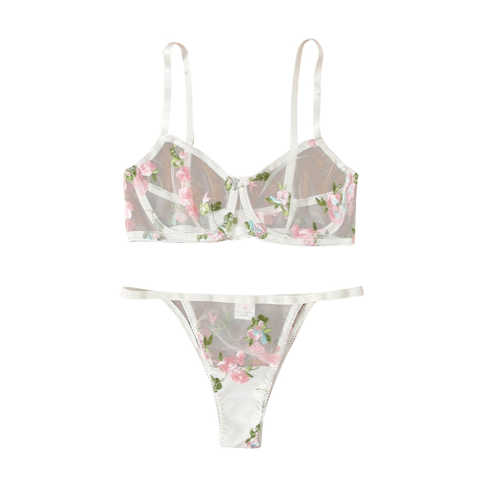 Three-point Mesh See-through Push Up Bras Embroidered Underwear Suit - Leverage On Heroes Women Store