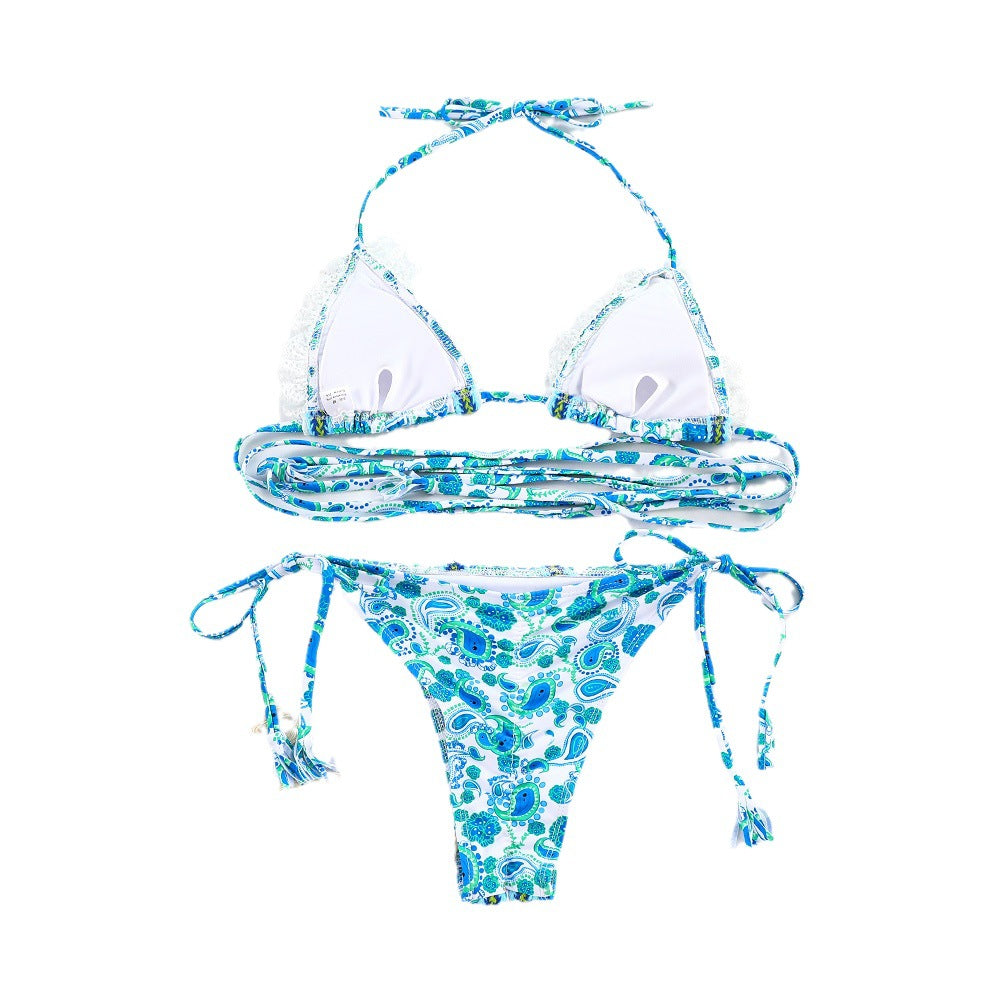 Split Swimsuit Women's Ribbon Stitching Lace Banded Bikini - Leverage On Heroes Women Store